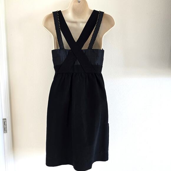 See By Chloe Black Mini Studded Babydoll Party Dress Size 2 Cotton Silk Blend - Picture 4 of 10